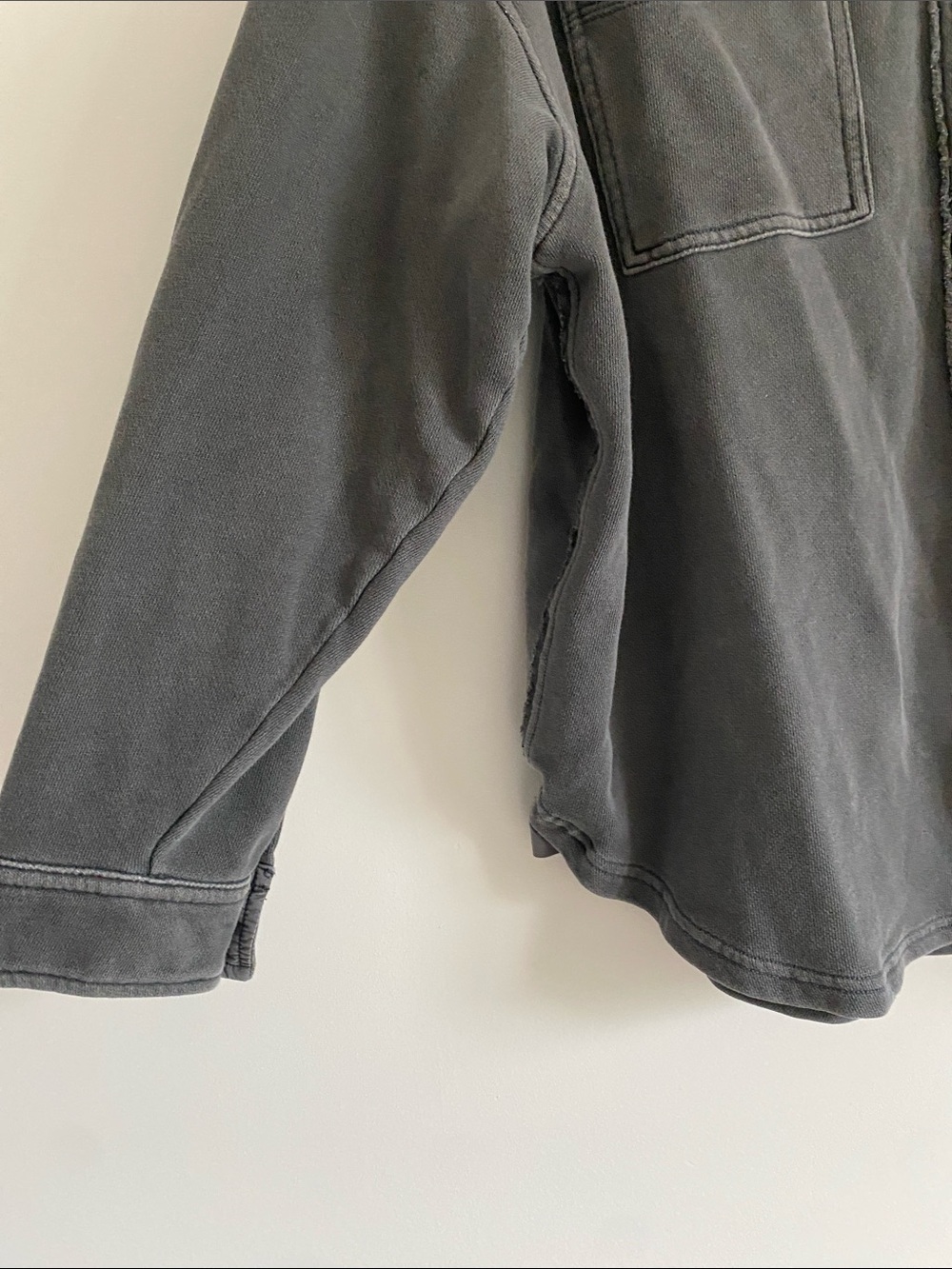 Aerie Washed Charcoal Oversized Fleece Button Down Sweatshirt - Picture 7 of 11